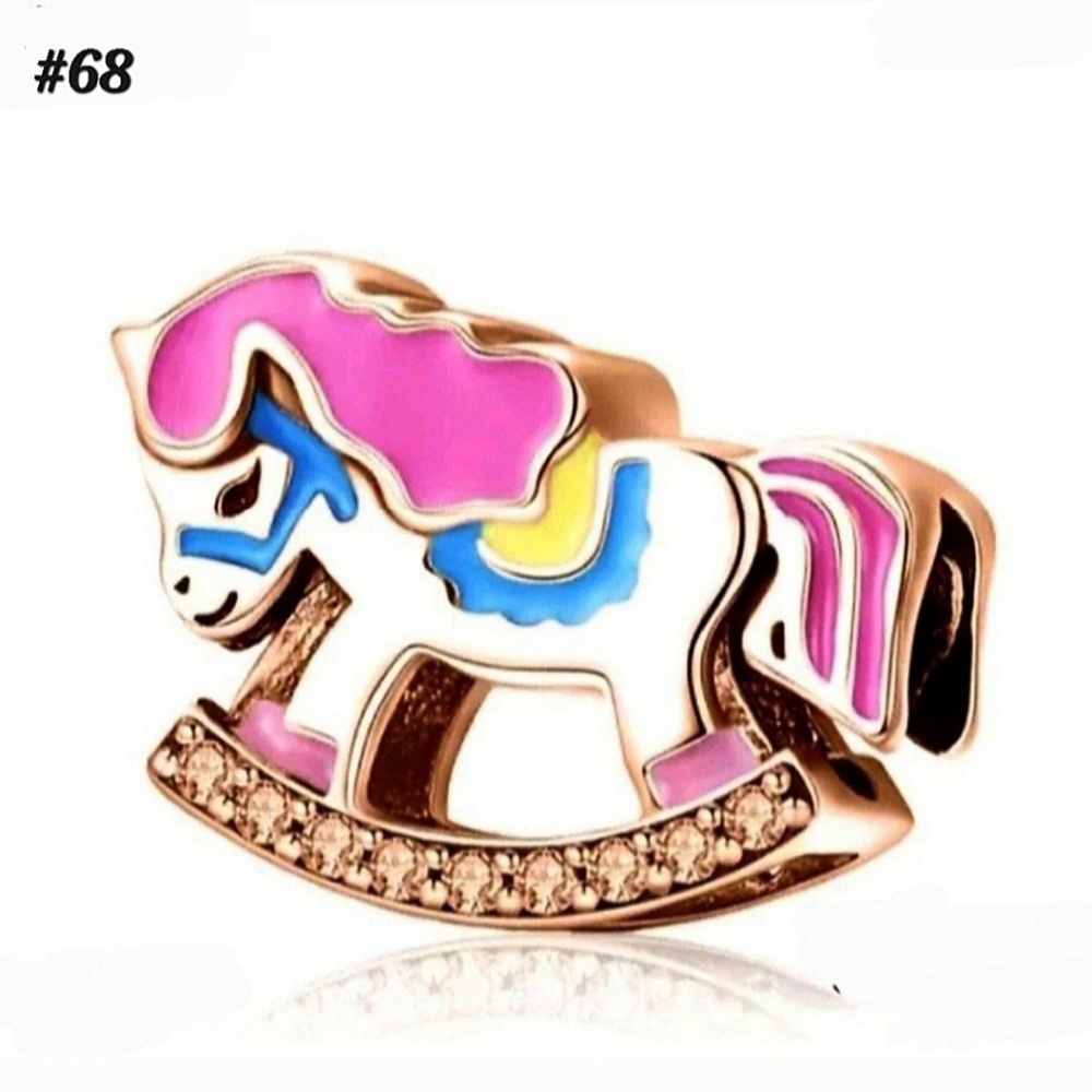 #68 Rose Gold Nursery Rocking Horse Charm